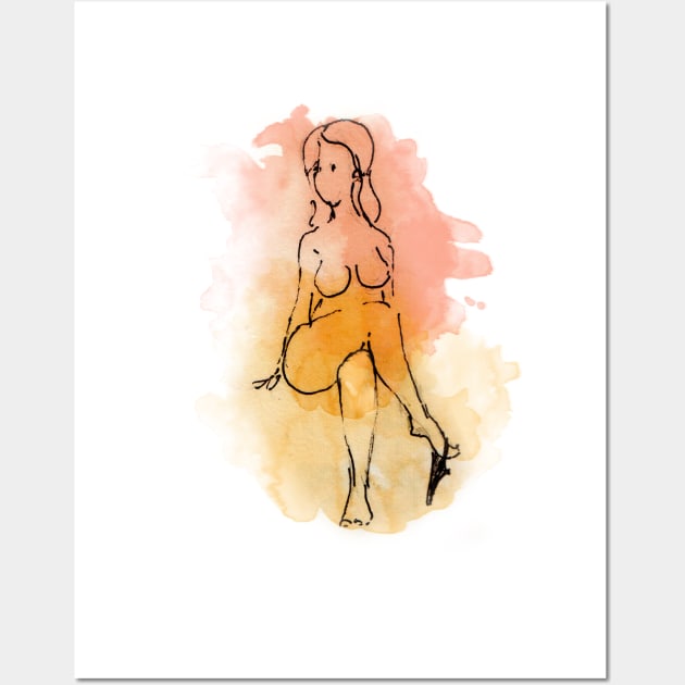 Watercolor girl with panties Wall Art by SecretPleasures